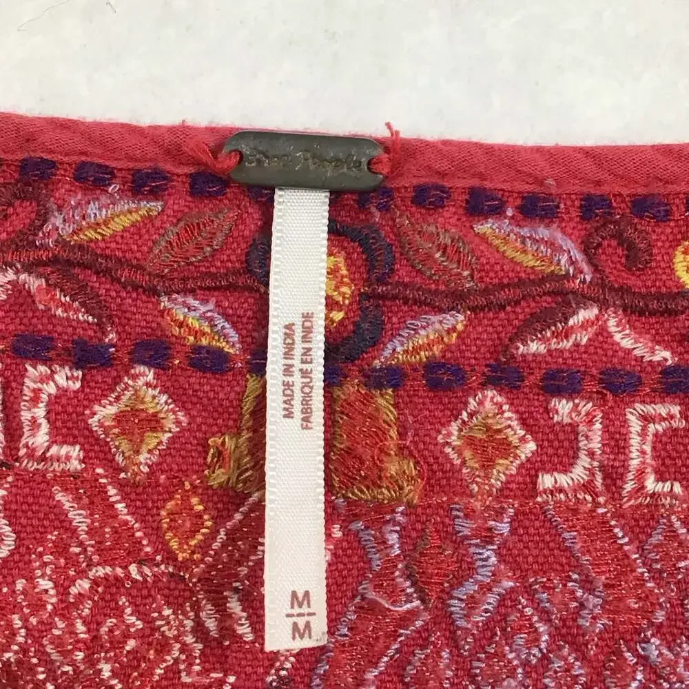 Free People Lohri Embroidered Sleeveless Tank Top Medium Boho Festival
